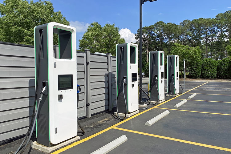 4 EV charging stations in parking lot